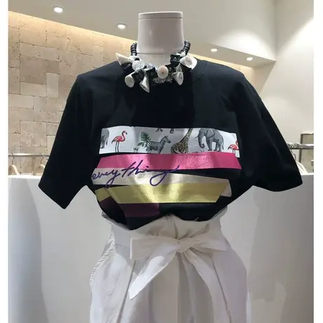 韩国东大门短袖t恤女夏装2021新款网红同款卡通宽松ins潮百搭上衣商品大图