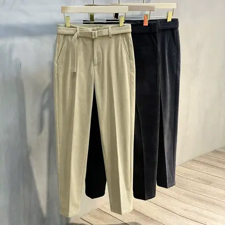 高端春秋季灯芯绒裤子男潮流百搭韩版小直筒九分裤男士休闲裤长裤商品大图