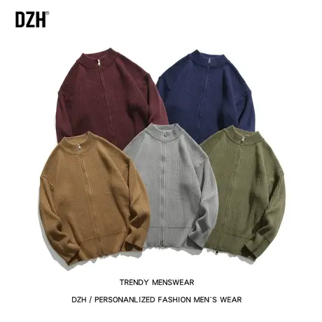 男士新款毛衣开衫外套潮牌男日系慵懒复古线衣休闲男装秋季针织衫商品大图