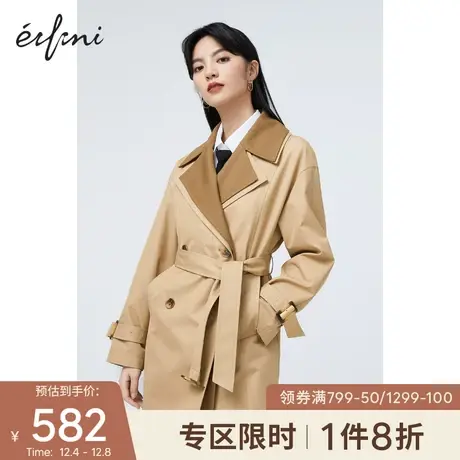 伊芙丽高端风衣女大牌中长款2021年新款夏装小个子英伦风洋气外套商品大图