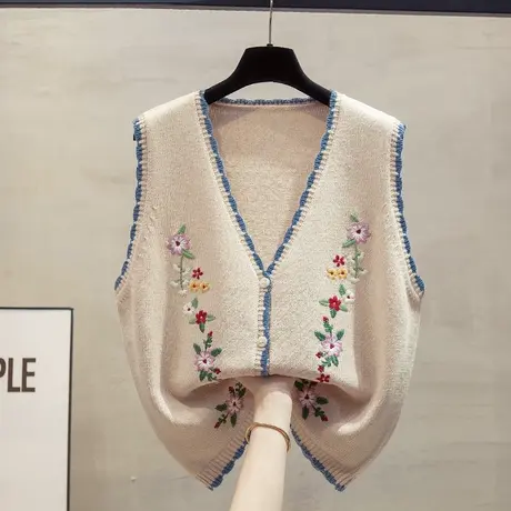 v领针织开衫马甲背心女2024春秋新款宽松外穿马夹叠穿毛衣坎肩潮商品大图