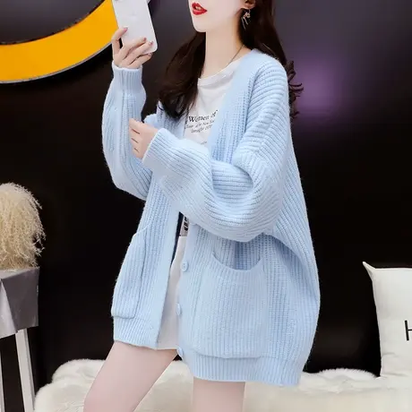 慵懒风毛衣开衫女2024年新款春季洋气减龄宽松设计感百搭针织外套图片