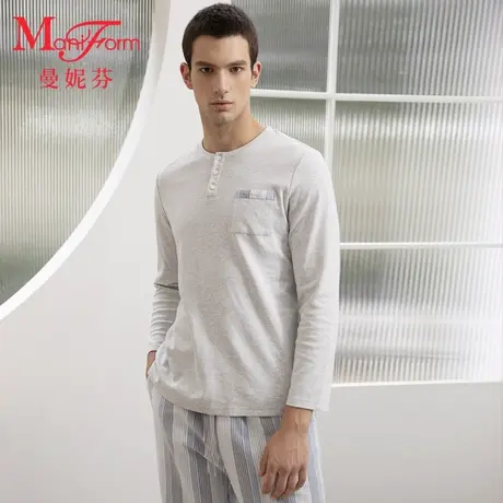 曼妮芬男士舒适棉质家居服休闲起居服长袖长裤套装睡衣20320567图片