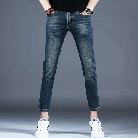 弹力九分牛仔裤男潮牌2024新款春秋小脚修身裤子潮流男士美式高街商品大图