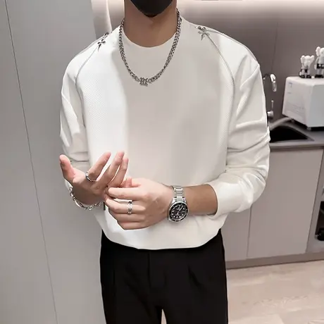 重磅美式网红痞帅卫衣男春秋款个性拉链设计潮流个性长袖上衣外套商品大图