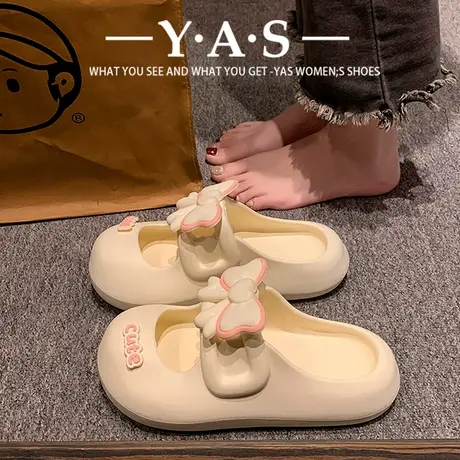 时尚蝴蝶洞洞鞋女夏季外穿2024新款防滑厚底网红沙滩包头凉拖鞋女图片