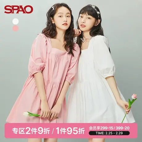 SPAO女士连衣裙夏季新款小方领甜美娃娃裙SPOWC23P58图片
