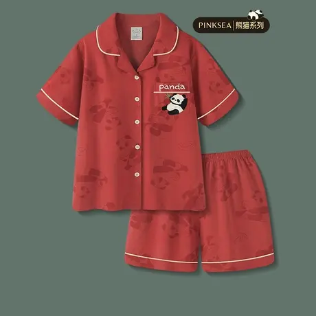 情侣睡衣女夏季新款柔软棉短袖红色结婚新婚家居服高级感男士套装商品大图
