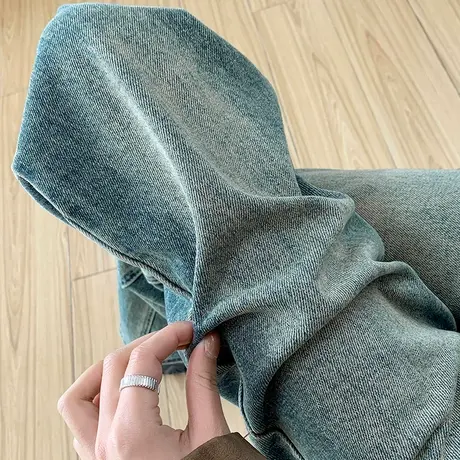 复古高腰直筒牛仔裤女2024春秋新款宽松显瘦显高百搭拖地阔腿裤子图片