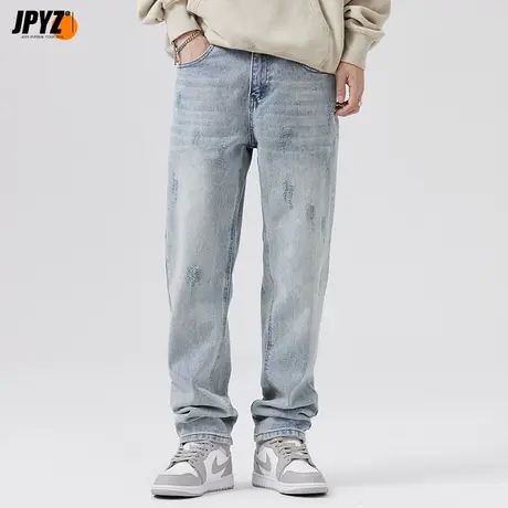 美式复古水洗宽松直筒牛仔裤男款秋冬季百搭休闲裤大码哈伦裤潮图片