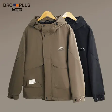 胖哥哥大码男装休闲外套男连帽宽松加肥加大胖子秋季大码男士夹克图片