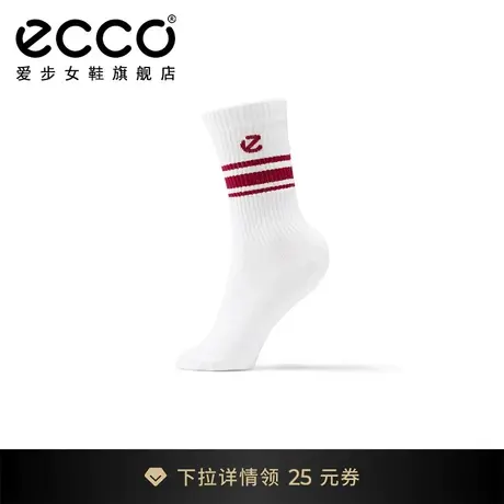 ECCO爱步袜子女 亮白色复古条纹中筒袜中帮袜子男女同款  9085598商品大图