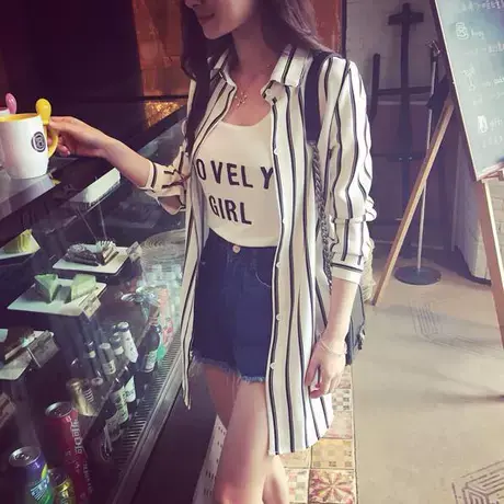 白色法式衬衫女长袖条纹设计感小众别致上衣亮丝防晒衬衣薄外套夏图片