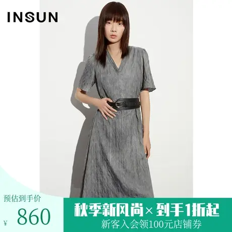 恩裳COVER2023夏季新款时尚轻薄不规则扎染裙子气质V领a摆连衣裙图片
