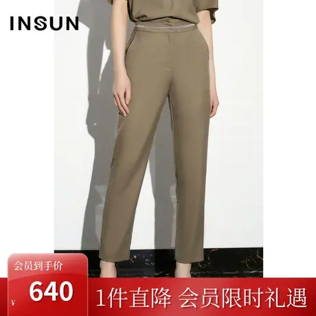 [醋酸系列]恩裳COVER2023夏新款精仿羊毛哈伦裤腰间撞色链条裤子图片