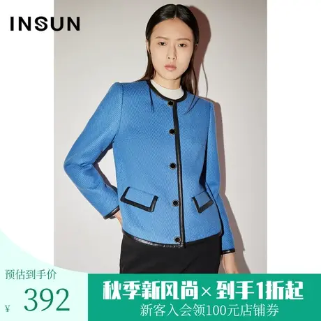 恩裳COVER冬季2022时尚小众设计感圆领箱型小香风百搭短外套商品大图