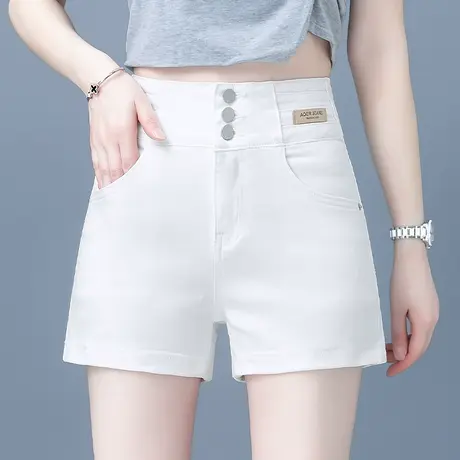 白色牛仔短裤女夏薄款直筒休闲裤2023新款高腰显瘦韩版热裤潮ins图片