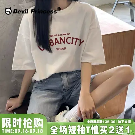 日系古着港风短袖t恤女2023宽松韩版潮ins百搭原宿风超火半袖上衣图片