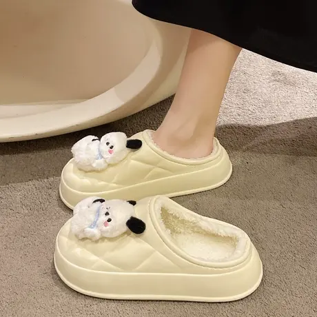 少女心梦幻紫库洛米包跟棉拖鞋女冬季加绒防滑防水毛绒绒拖鞋可爱商品大图