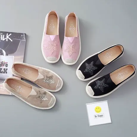 布鞋女春2019新款百搭帆布鞋女韩版平底学生一脚蹬懒人鞋渔夫鞋商品大图