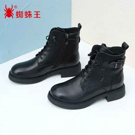 蜘蛛王断码清仓正品马丁靴女真皮2022冬商场新款短靴子加绒软底潮图片