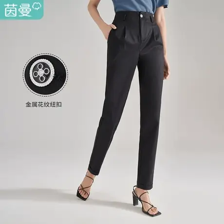 【商场同款】茵曼直筒显瘦休闲裤女夏季新款宽松简约通勤裤子商品大图
