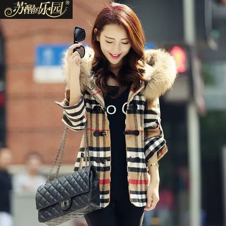 带毛领毛呢外套女商品大图