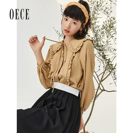 Oece早秋淑女衬衫新款女装复古设计感小众气质衬衣上衣图片