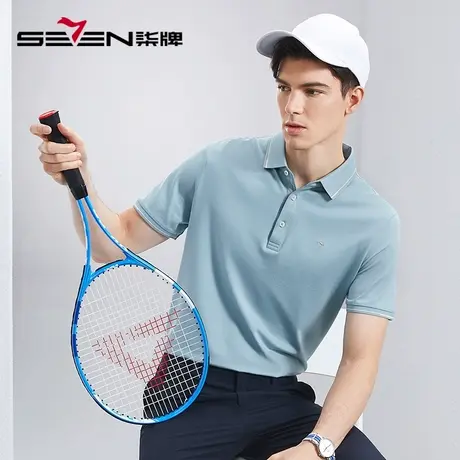 【含桑蚕丝】柒牌男士短袖polo衫2024夏季新款翻领商务T恤上衣男图片
