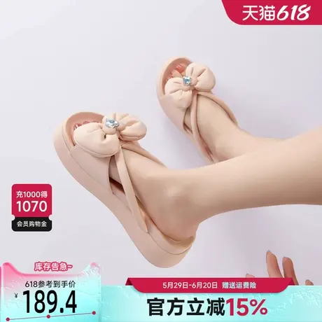 戈美其商场同款厚底拖鞋女夏外穿2025新款配裙子蝴蝶结沙滩凉拖鞋图片