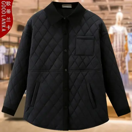 大码中年妈妈秋冬羽绒棉服女宽松洋气中长款加厚保暖翻领棉衣外套图片