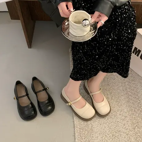 玛丽珍鞋女鞋2025新款夏季配裙子法式绝美一字带扣小皮鞋软底单鞋图片