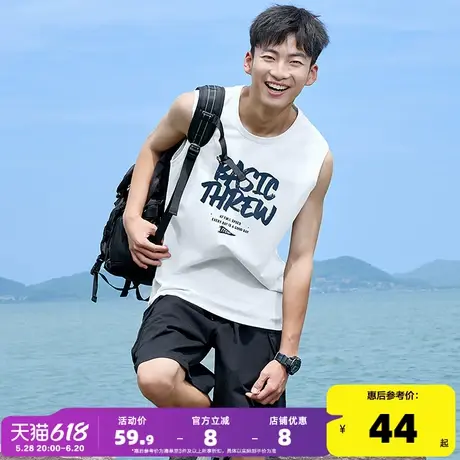 唐狮2025夏季新款男背心坎肩无袖T恤印花圆领学生纯棉上衣白色潮t商品大图