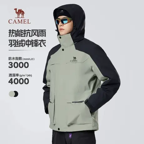 骆驼男装三合一羽绒冲锋衣男秋冬季2025新款工装加厚登山服外套男商品大图