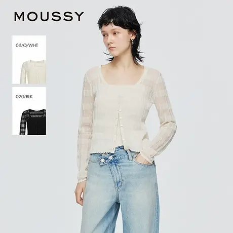 MOUSSY 2025夏季新品简约通勤风轻薄两件针织开衫女010IS370-9271商品大图