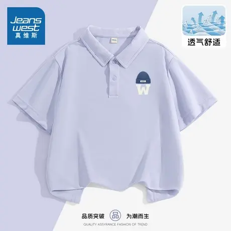 真维斯童装男童短袖T恤夏季小男孩冰丝速干衣运动上衣儿童POLO衫商品大图