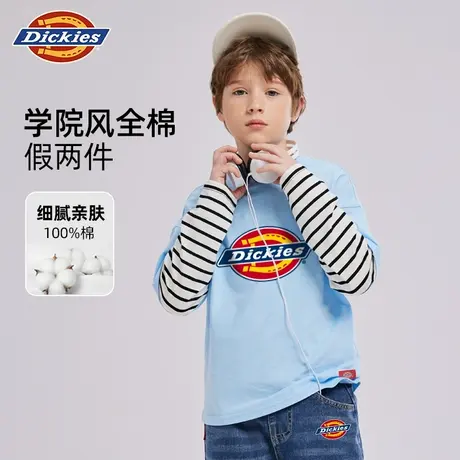 Dickies童装男童长袖t恤秋季儿童美式休闲拼接上衣男孩秋款体恤A商品大图