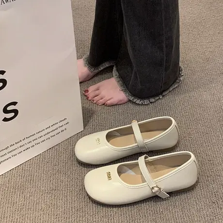 仙女风玛丽珍鞋2023年新款春季韩版复古圆头浅口单鞋女平底奶奶鞋商品大图