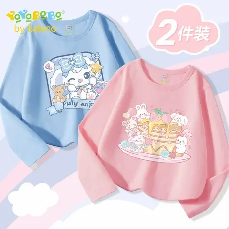 班尼路童装YBB系列女童长袖t恤儿童秋季纯棉上衣2025新款女孩秋装图片