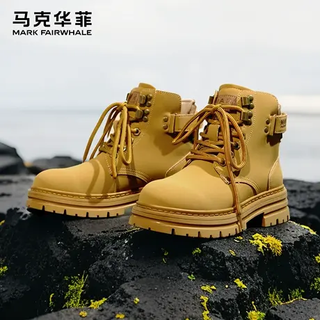 马克华菲马丁靴女款2025新款户外登山鞋短靴厚底大黄靴工装靴女靴商品大图