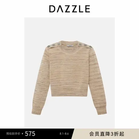 DAZZLE地素奥莱花纱针织上衣春秋装老钱风短款针织衫毛衣女商品大图