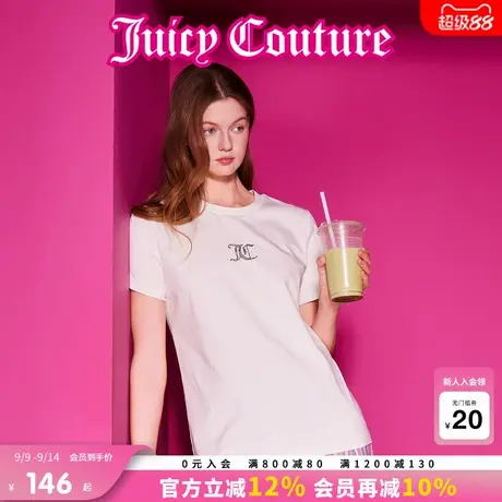 Juicy Couture橘滋T恤女2025年夏新款烫钻白色美式圆领短袖上衣商品大图