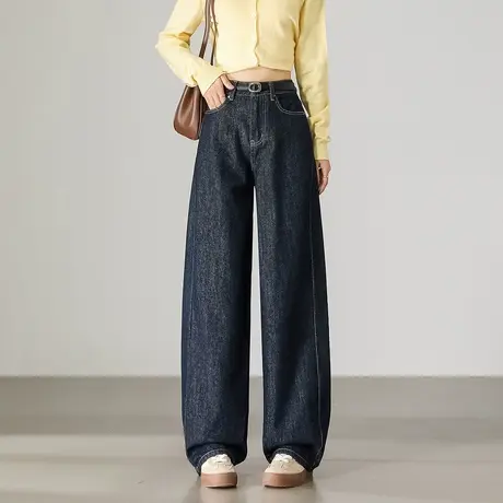 唐狮秋冬季女宽松牛仔长裤窄版直筒裤哈伦裤高级感春秋百搭tuTA图片