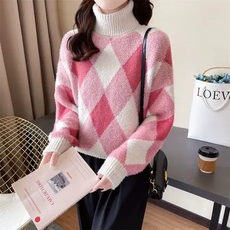 女士高领毛衣秋冬加厚针织衫2023年新款爆款宽松女上衣内搭秋冬图片