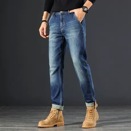 港风潮流百搭牛仔裤男直筒宽松男裤户外休闲美式潮流复古牛仔裤图片