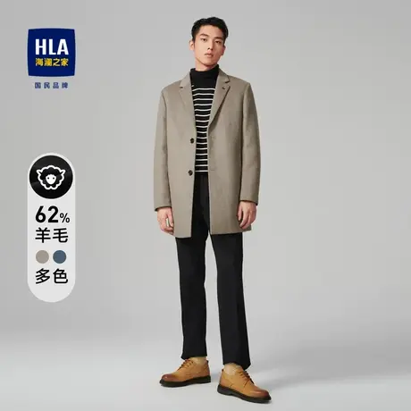 【含绵羊毛】HLA/海澜之家大衣加厚大衣缝制双面呢外套男商品大图