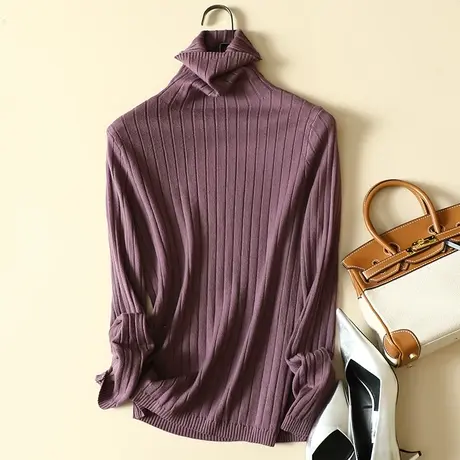 秋冬新款加厚堆堆高领毛衣女时尚洋气针织衫长袖修身显瘦打底上衣商品大图