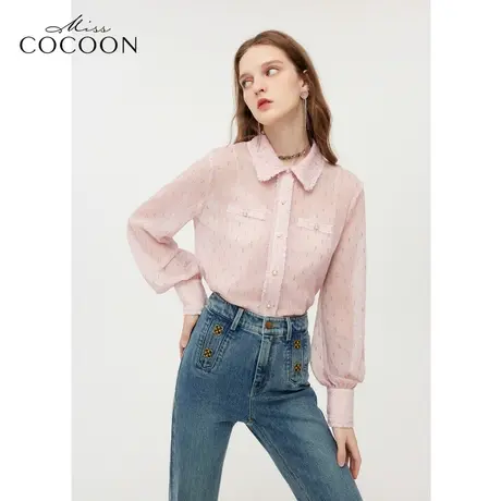 MISSCOCOON法式香风上衣24春新款女时尚印花雪纺衬衫商品大图