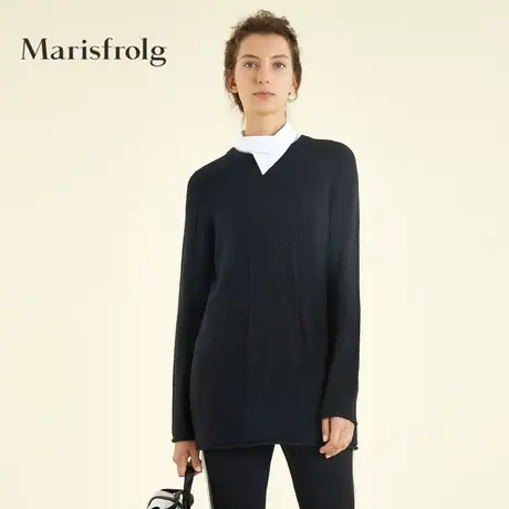 Marisfrolg玛丝菲尔女装冬季新款专柜同款圆领套头针织毛衣商品大图