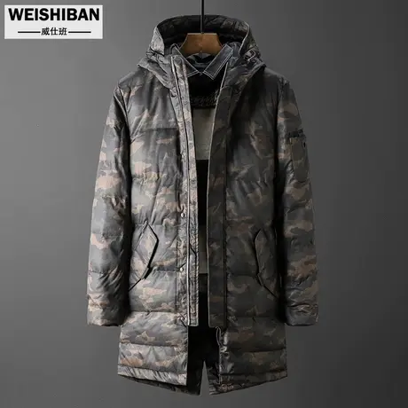 冬季个性燕尾迷彩棉衣男中长款青年加厚棉服防寒连帽男士棉袄外套商品大图